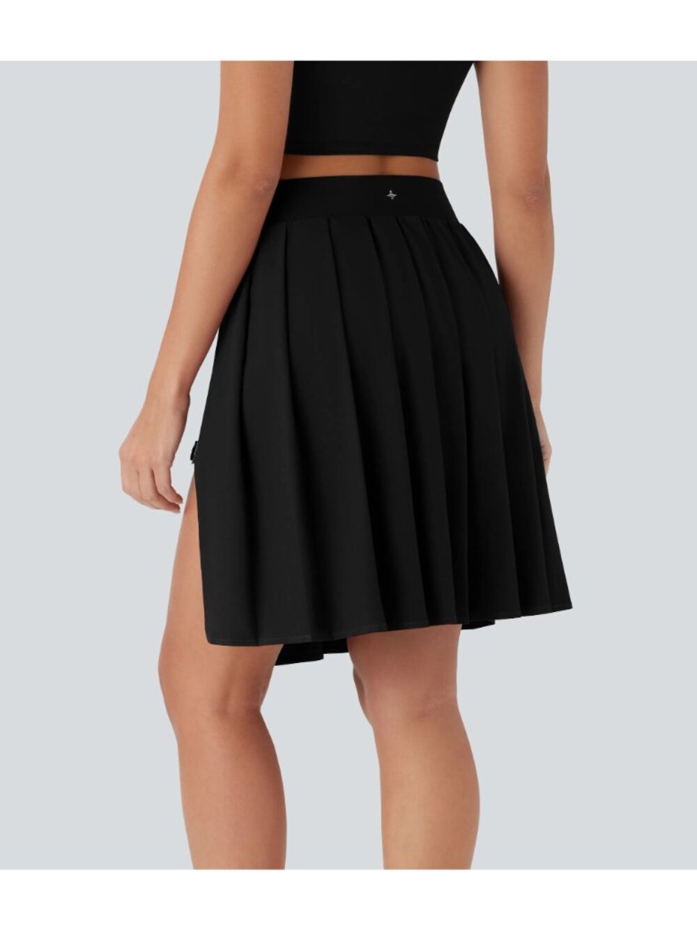 Halara Breezeful Pleated 2-in-1 Buckle Skirt Pocket-Longer Length Black L - Picture 2 of 7